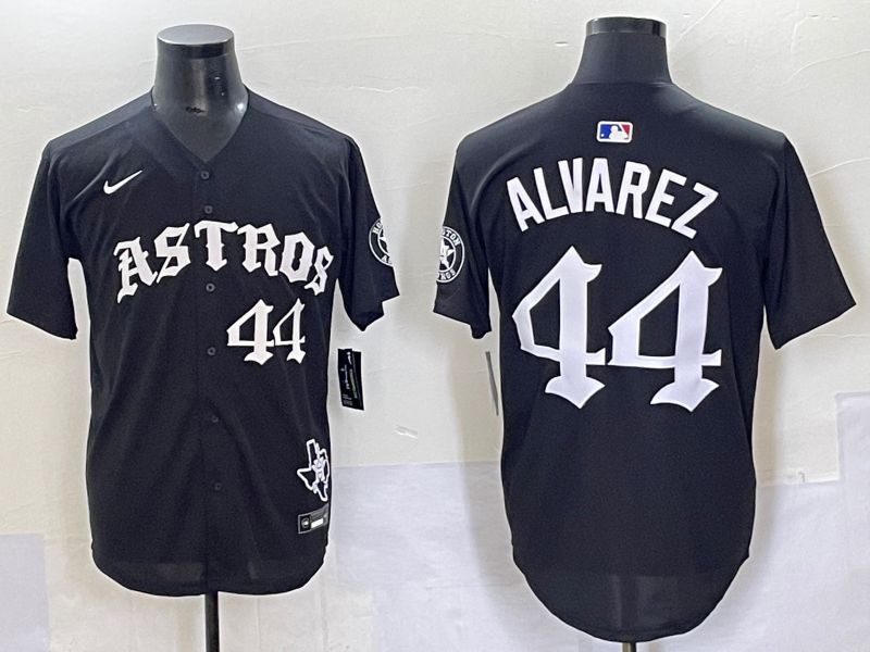 Men 2025 Houston Astros 44 Alvarez Black Seven generations Joint Name Nike MLB Jersey style 8